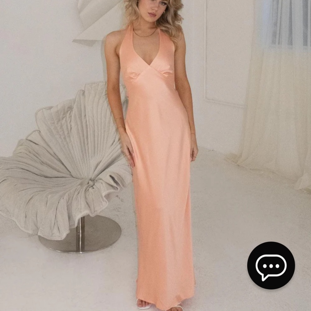 Peppermayo Heavy Hearted Satin Maxi Dress - Peach